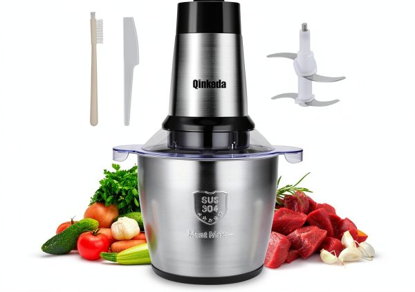 Qinkada Meat Grinder 500W Stainless Steel Manual-0