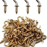 Biaungdo 100 Pcs 1/2" Ceiling Cups Hooks Screw Hooks Ceiling Cup Hooks Self-Tapping Screws Hooks Gold-0