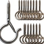 Q Hangers 25 PCS Screw-in Hooks for Outdoor String Lights, Swivel Hanging Basket Patio Light Hooks with Safe Buckle Screw in Planter Eye Hook for Wall Ceiling-0