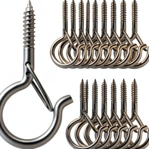 Q Hangers 25 PCS Screw-in Hooks for Outdoor String Lights, Swivel Hanging Basket Patio Light Hooks with Safe Buckle Screw in Planter Eye Hook for Wall Ceiling-0