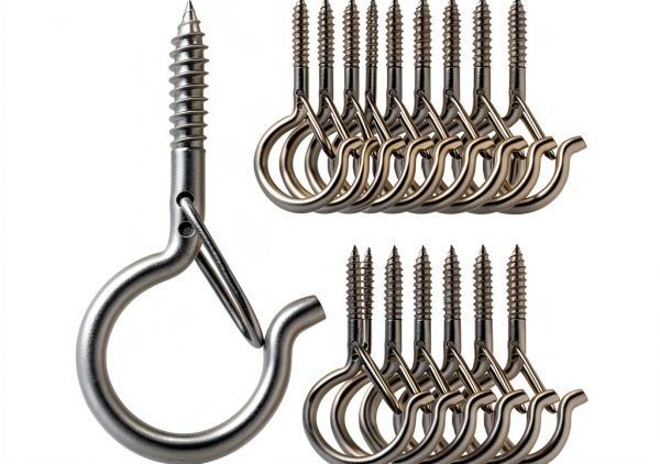 Q Hangers 25 PCS Screw-in Hooks for Outdoor String Lights, Swivel Hanging Basket Patio Light Hooks with Safe Buckle Screw in Planter Eye Hook for Wall Ceiling-0