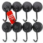 DIYMAG Black Magnetic Hooks 8Pack 120Lbs Metal Hook for Kitchen-0
