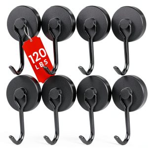 DIYMAG Black Magnetic Hooks 8Pack 120Lbs Metal Hook for Kitchen-0