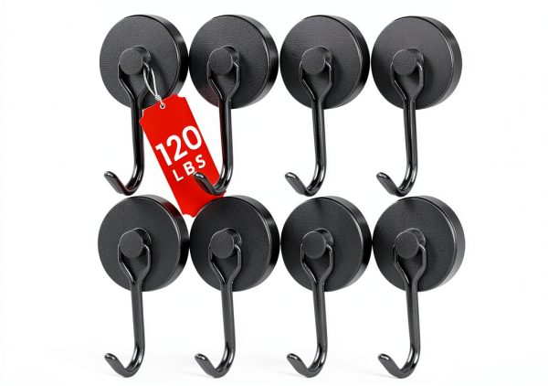 DIYMAG Black Magnetic Hooks 8Pack 120Lbs Metal Hook for Kitchen-0