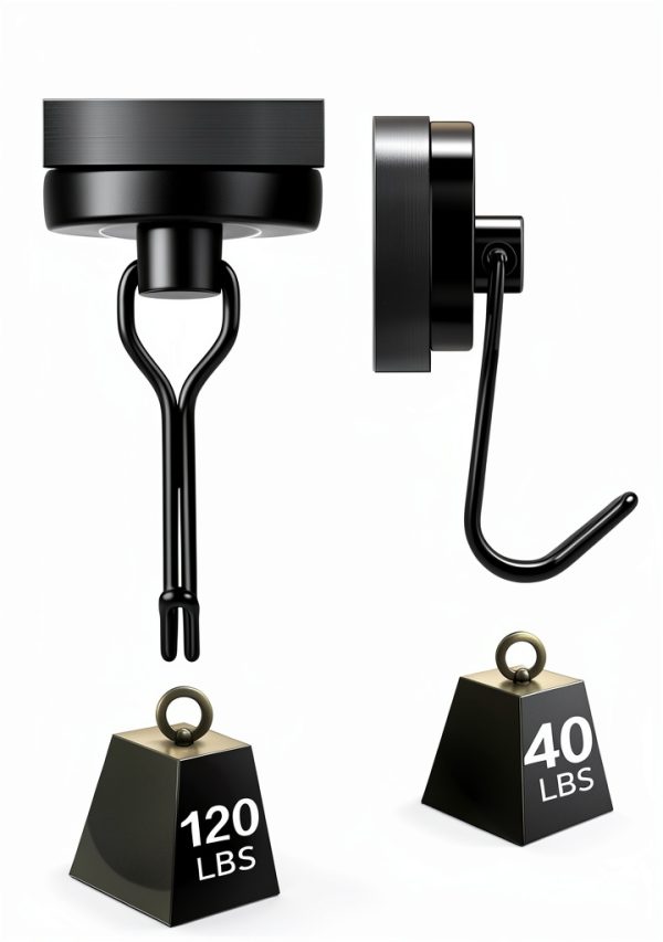 DIYMAG Black Magnetic Hooks 8Pack 120Lbs Metal Hook for Kitchen-2